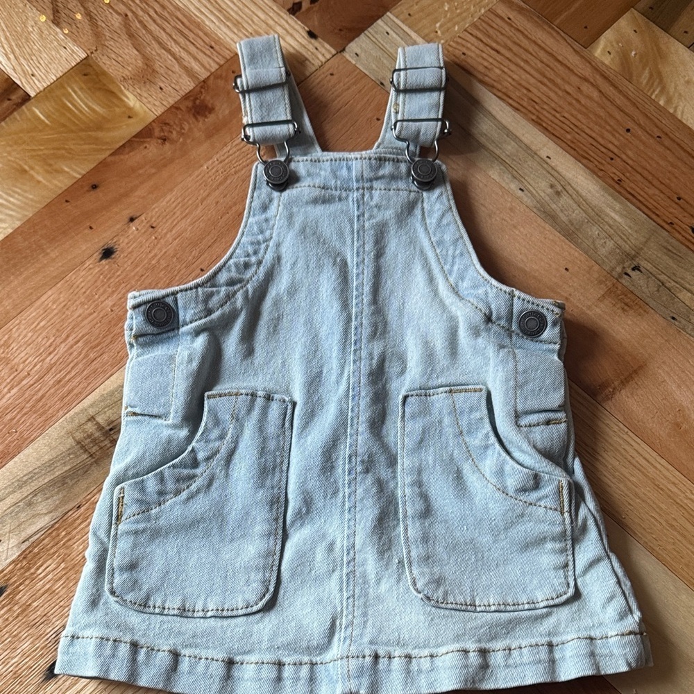Floral Hoodie, Denim Overalls, and Pink Sweater Set - Picture 5 of 10